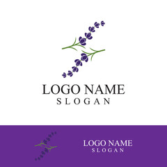 Obraz premium Fresh lavender flower logo vector