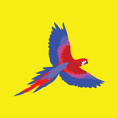 parrot flying flat vector illustration