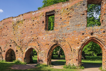 Obraz premium Wall of Eldena Abbey, a ruined Cistercian monastery near Greifswald