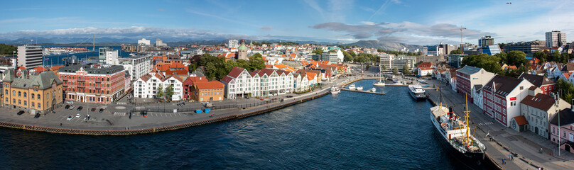 Fototapeta na wymiar Stavanger view from harbor in Rogaland in Norway (Norwegen, Norge or Noreg)