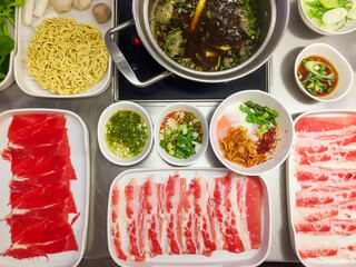 Shabu shabu set hotpot set with delicious beef slide. 