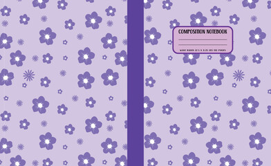 composition notebook purple flowers pattern