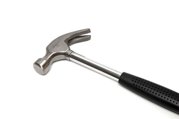 Hammer with nail puller isolated on white background