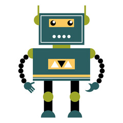 cute robot in flat design style illustration 