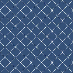 Fototapeta premium Seamless Geometric Pattern. lines and spots white and Blue background. Infantile Style Geometric Print.
