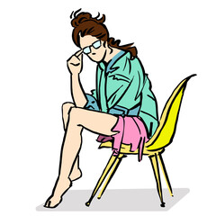 person sitting on chair vector for illustration background card
