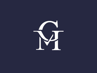 GM logo in unique, luxurious, mature, and elegant style. A modern classic monogram serif font. Perfect for wedding monogram, personal brand, fashion logo, etc.