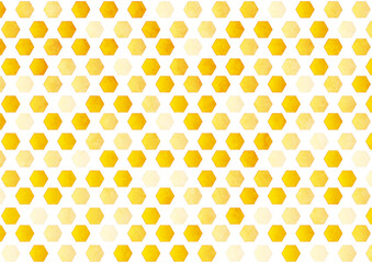 Orange grunge hexagons abstract geometric pattern. Vector tech background