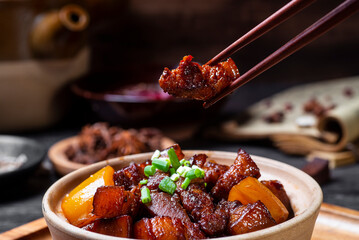 Chinese food，Delicious braised pork with potatoes
