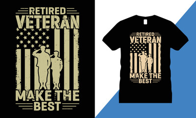 Veteran Graphic T-shirt Design Vector. usa, T shirt, military, freedom, flag, army, memorial,