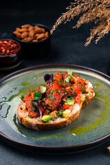 bruschetta with salmon and avocado