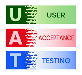 UAT or User Acceptance Testing for testing program in software development life cycle of concept design with illustration design on isolated white background