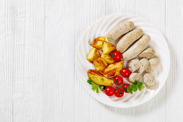 Weisswurst, white sausage of minced veal and  pork