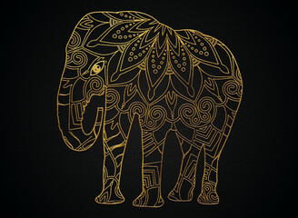 Mandala elephant golden art design