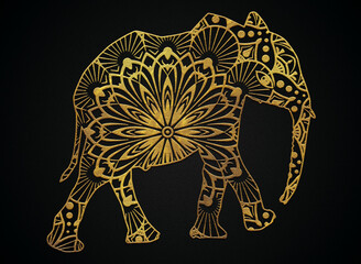Mandala elephant golden art design