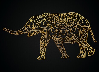 Mandala elephant golden art design