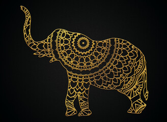 Mandala elephant golden art design