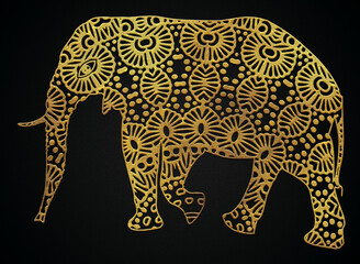 Mandala elephant golden art design