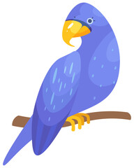 Vector stylized illustration of a hyacinth macaw parrot isolated on white background