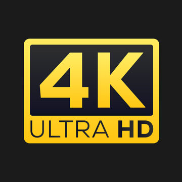 4K ultra HD icon golden color badge vector illustration
