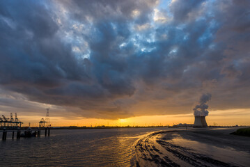 Nuclear chimneys at dusk
