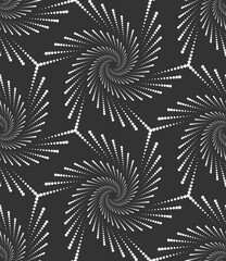 Vector seamless texture. Modern geometric background with dotted spirals.