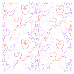 Seamless pattern of graffiti hearts and inscription love.