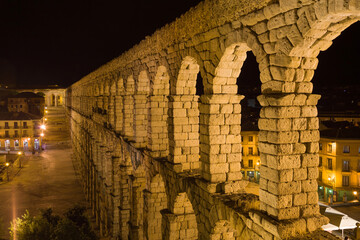 Aqueduct of Segovia from the Lookout at Night