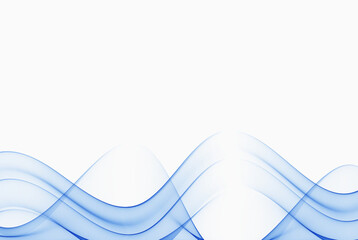 Abstract blue transparent flow lines. Blue wave background.