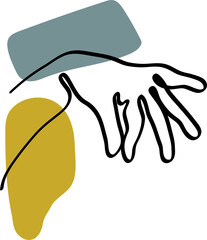 hand gestures is created with colored abstract shapes. simple hand drawn illustrations for wall art decoration and print. collection of gestures for symbols and communication