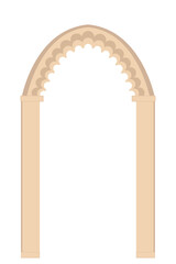 Arch in beige and brown colors on a white background, flat vector, isolated on white