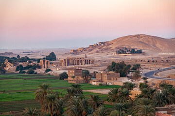 Landscape of Valley of The Kings in the morning at Theban Necropolis with The Temple of Ramesseum...