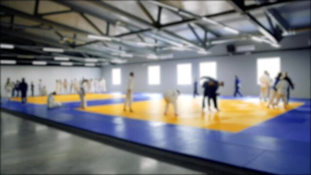 Children are exercising. Judo. Blurred.