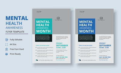 Mental Health Awareness Flyer Template, Mental Health Support Flyer Template, support group flyer and poster leaflet template