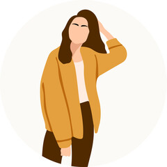 stylish young women dressed in casual and formal outfits. Flat design illustrations of woman portrait in trendy fashionable style	