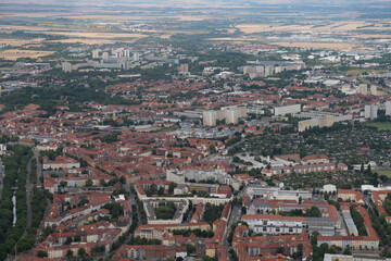 City of Erfurt in Germany seen from above