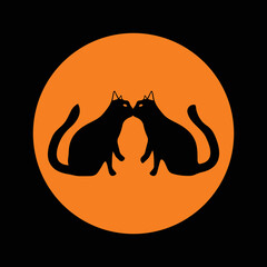 Circle cat animal logo design 
