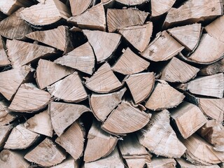 Firewood. Woodpile for heating the house in winter