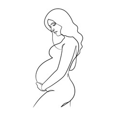 Pregnant woman continuous line art