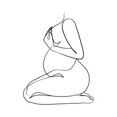 Pregnant woman continuous line art