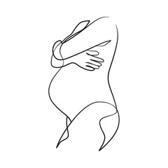 Pregnant woman continuous line art