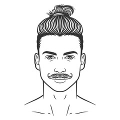 Bearded man hipster face illustration design
