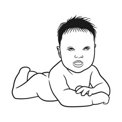 line art drawing illustration of baby