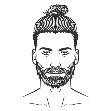 Bearded man hipster face illustration design