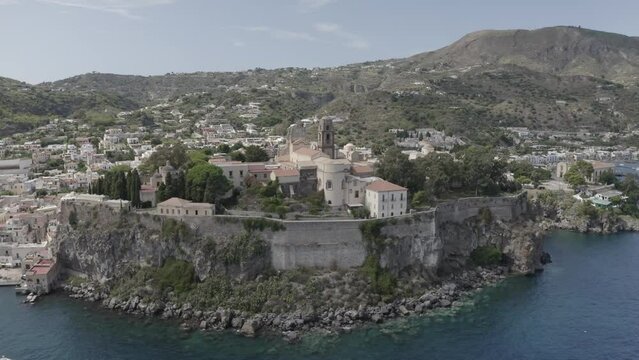 Lipari Island in Italy from the sea 