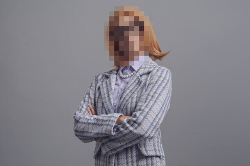 Portrait of woman with blurred face - Powered by Adobe