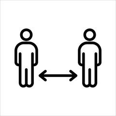 social distance icon,measure protection from spread virus, prevention safety, people isolation from coronavirus, thin line web symbol on white background - editable stroke vector illustration eps10