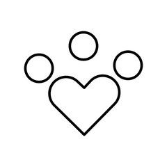 People icon with heart. icon related to diversity, togetherness. line icon style. Simple design editable