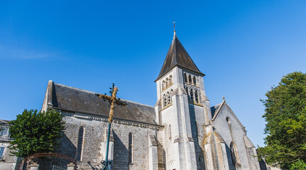 Church of Saint Hilaire de Châteauvieux under a blue sky