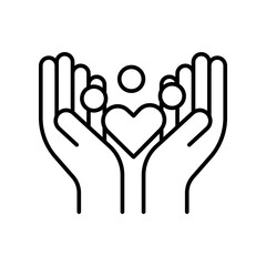 People icon with heart and hand. icon related to diversity, togetherness. line icon style. Simple design editable